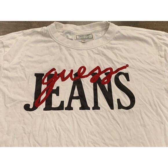Guess Jeans Mens Guess Jeans Spellout White Short Sleeve T-Shirt Size M MEDIUM - Picture 4 of 8